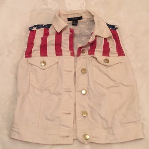 Forever 21 Denim Vest American Flag NWT